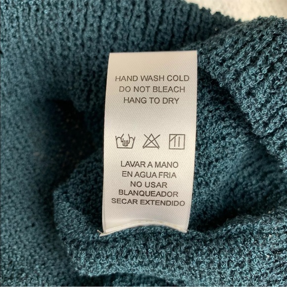 DOE & RAE Lightweight Open Knit Sweater Dark Green White Stripe Size M NWT - Picture 7 of 9